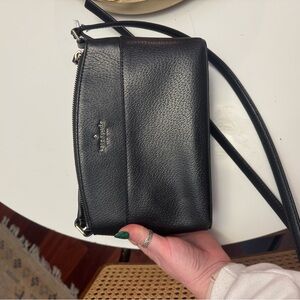 Kate Spade Black Leather Front Pocket Crossbody Bag